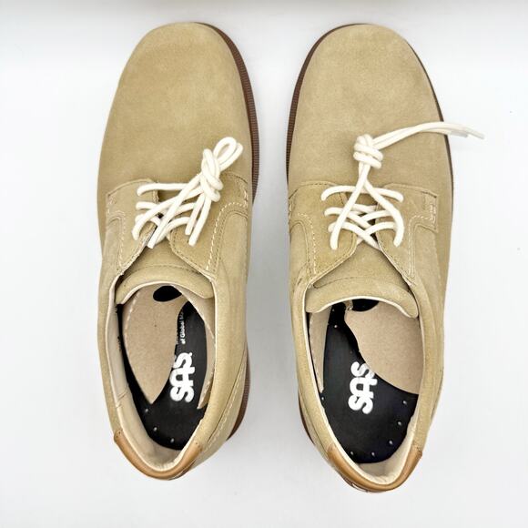 SAS Mens Ambassador Lace Up Oxford Shoes US 8.5 Wide Tan Leather EUC - Picture 10 of 14